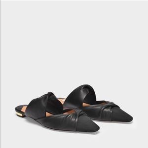 Aquazzura 10mm Twist Flat in Black, size 37